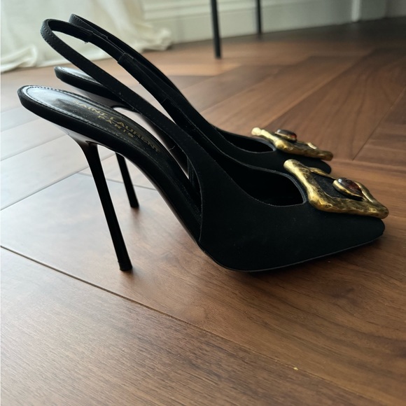 Saint Laurent Black Silk Maxine Pumps 115mm - Picture 5 of 5